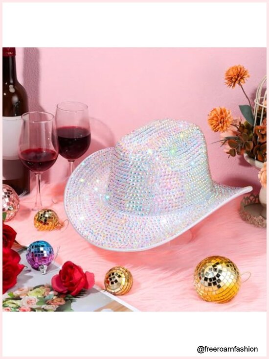 Rhinestone Cowboy Hat with Diamond Fringe for Cosplay Wedding